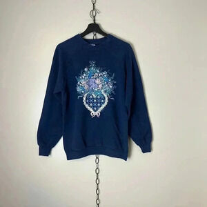 Vintage 1992 Heart Flower  Bouquet Crewneck Large